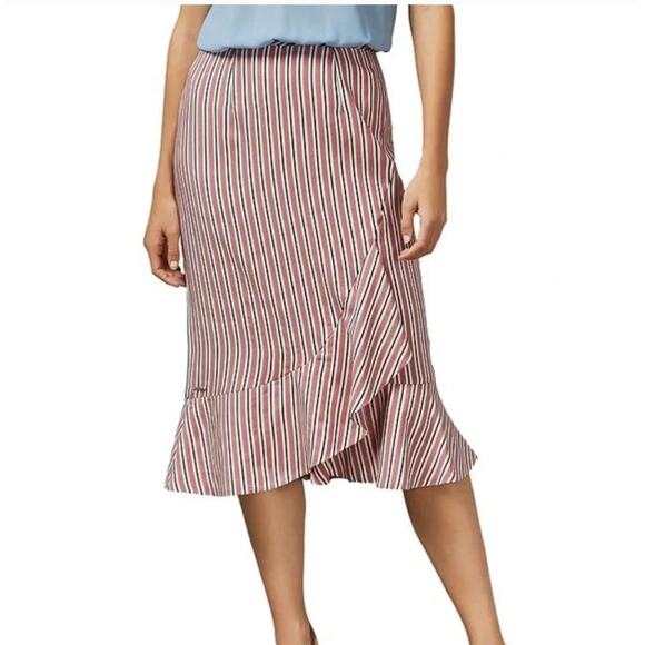 TED BAKER Coryn Layered Striped Midi Skirt Red White TB 4 US 12 NWT Preppy - Picture 9 of 9